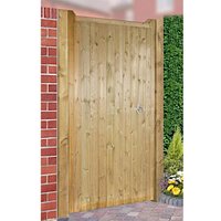 Burbage Iron Craft Drayton Sq. Top Mid High Single Gate, Pressure Treated, W900 x H1500mm in Brown