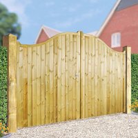 Burbage Iron Craft Drayton Tall Shaped Top Double Gate, Pressure Treated, W3300 x H1800mm in Brown
