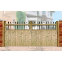 Burbage Iron Craft Hampton Low Double Driveway Gate, Pressure Treated, W2400 x H1200mm in Brown