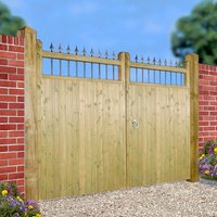 Burbage Iron Craft Hampton Tall Double Driveway Gate, Pressure Treated - W3000 x H1800 mm in Brown