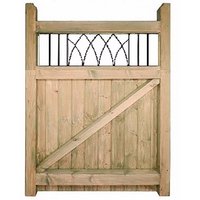 Burbage Iron Craft Windsor Low Single Garden Gate - Pressure Treated - W1050 x H1200 mm in Brown