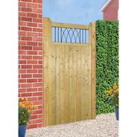 Burbage Iron Craft Windsor Tall Single Garden Gate - Pressure Treated - W750 x H1800 mm in Brown