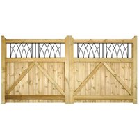 Burbage Iron Craft Windsor Low Double Driveway Gate - Pressure Treated - W3000 x H1200 mm in Brown