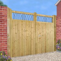 Burbage Iron Craft Windsor Tall Double Driveway Gate - Pressure Treated - W3000 x H1800mm in Brown