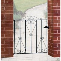 Burbage Iron Craft Classic Scroll Low Flat Single Gate - Fits Gap of 914 mm x 914 mm High in Black