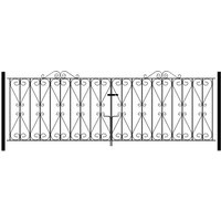 Burbage Iron Craft Regent Scroll Double Driveway Gate - Fits Gap of 2743 mm x 914 mm High in Black