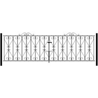 Burbage Iron Craft Regent Scroll Double Driveway Gate - Fits Gap of 3048 mm x 914 mm High in Black