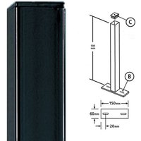 Burbage Iron Craft Sq. Flat Top Bolt-Down Post, Any Railings, Steel - L50 x W50 x H500 mm in Black