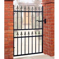 Burbage Iron Craft Corfe Premium Range Spear Top Single Gate, Fits Gap - W1067 x H1168 mm in Black