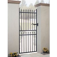 Burbage Iron Craft Corfe Spear Top Tall Single Gate, Steel, Fits Gap, 762 x 1778 mm High in Black