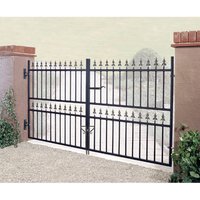Burbage Iron Craft Corfe Spear Top Low Double Gate, Steel, Fits Gap, 3353 x 1168 mm High in Black