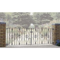 Burbage Iron Craft Stirling Scroll Double Driveway Gate, Fits Gap of 2438 x 914 mm High in Black