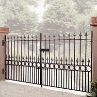 Burbage Iron Craft Balmoral Spear Top Low Double Driveway Gate, Fits Gap W2134 x H1168 mm in Black