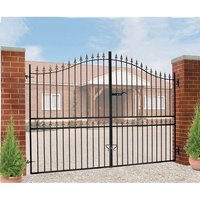 Burbage Iron Craft Corfe Spear Tall Bow Top Double Estate Gate, Fits Gap W3658 x H2083mm in Black