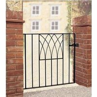 Burbage Iron Craft Abbey Modern Low Flat Top Single Gate - Fits Gap of 991 x 812 mm High in Black