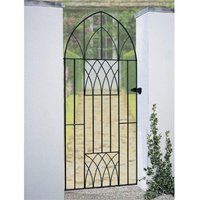 Burbage Iron Craft Abbey Modern Tall Arch Bow Top Single Gate, Fits Gap - W914 x H1950 mm in Black