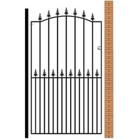 Burbage Iron Craft Saxon Spear Top Tall Bow Top Single Gate, Fits Gap - W1220 x H1990 mm in Black