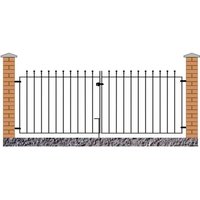 Burbage Iron Craft Manor Flat Top Double Driveway Gate, Fits Gap of 2438 mm x 915 mm High in Black