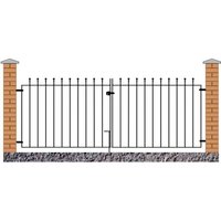 Burbage Iron Craft Manor Flat Top Double Driveway Gate, Fits Gap of 3048 mm x 915 mm High in Black