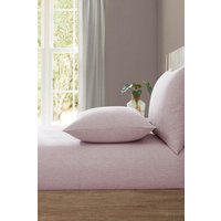 Lazy Linen 'Pure Washed Linen' Fitted Sheet in Pink | Size: King