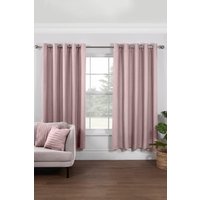 Lazy Linen Pure Washed Linen Lined Eyelet Curtains in Pink | Size: 167 cm width x 183 cm drop