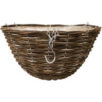Rattan Hanging Basket 35.5cm Outdoor Garden Plant Pot Hanger Planter Holder Brown