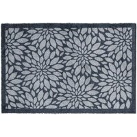 JVL Mega Doormat - 50x75cm, Flowers in Blue | Size: 75 cm x 150 cm