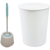 JVL Antibac Toilet Brush & White Plastic Bin