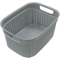 JVL Knit Design Loop 9L Plastic Storage Basket, Grey Grey
