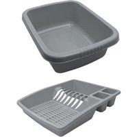 Plastic Dish Drainer & Rectangular Washing Up Bowl Kitchen Set 1100mm x 700mm