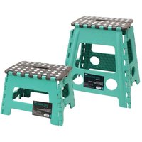 Folding Step Stool Large & Small Set Turquoise