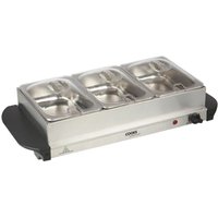 Cooks Professional 3-Section Buffet Warmer 4.5L with Hotplate Function & Adjustable Temp in Silver