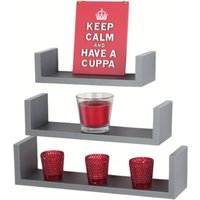 Hudson Set 3 Floating "U" Shape Wall Shelf Kit Matt Grey