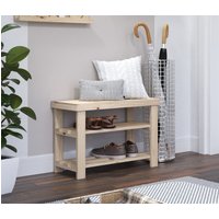 Solid Pine Shoe Bench Slatted Shelves Hallway Bedroom or Utility Storage Light
