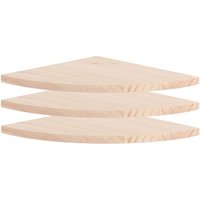 Pack 3 Solid Pine Corner Shelf Kit 28.5cm Floating Shelf Natural Finish DIY Paintable Light Pack