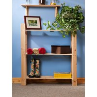 Solid Pine 3 Shelf Slatted Storage Unit Pine Wood Light Oak