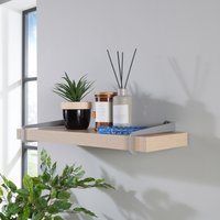 Chunky Light Oak Effect Wall Shelf Slide On Brackets Sturdy Storage W60cm