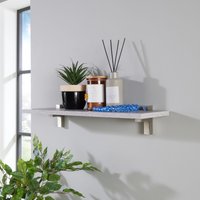Modern Grey Oak Effect Wall Shelf Lavant Slimline Shelf Metal Brackets 60cm