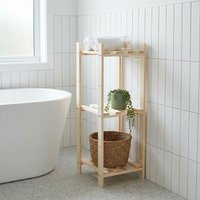 3 Tier Square Shelf Storage Unit Natural Sanded Pine Light