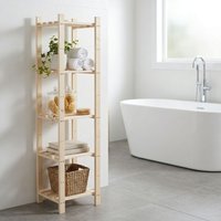 5 Tier Square Shelf Storage Unit Natural Sanded Pine Light