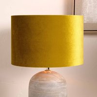 Mustard Velvet Cylinder Lampshade Table Lamps inches