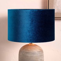 Royal Blue Velvet Cylinder Lampshade Table Lamps inches