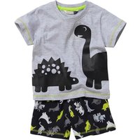 Bedlam Boy's Dinosaur Short Pyjama Set in Mid Grey | Size: 5-6 Years
