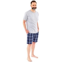Just Essentials Men's Check Short Pyjama Set in Grey | Size: Small