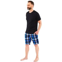 Just Essentials Men's Check Short Pyjama Set in Royal | Size: Small