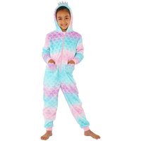 Animal Crazy Girl's Rainbow Mermaid Fleece Onesie | Size: 10-11 Years