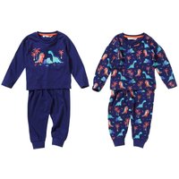 Lullaby Boy's 2 Pack Dinosaur Pyjama Set in Dark Indigo | Size: 6-12 m