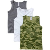 Just Essentials Boy's 3 Pack Vest Tops in Khaki | Size: 5-6 Years