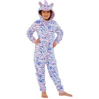Animal Crazy Zebra Striped Fleece Onesie in Lilac | Size: 11-12 Years
