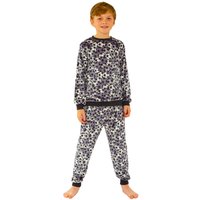 Bedlam Boy's Boys Soft Touch Velour Football Pyjamas in Grey | Size: 6-7 Years